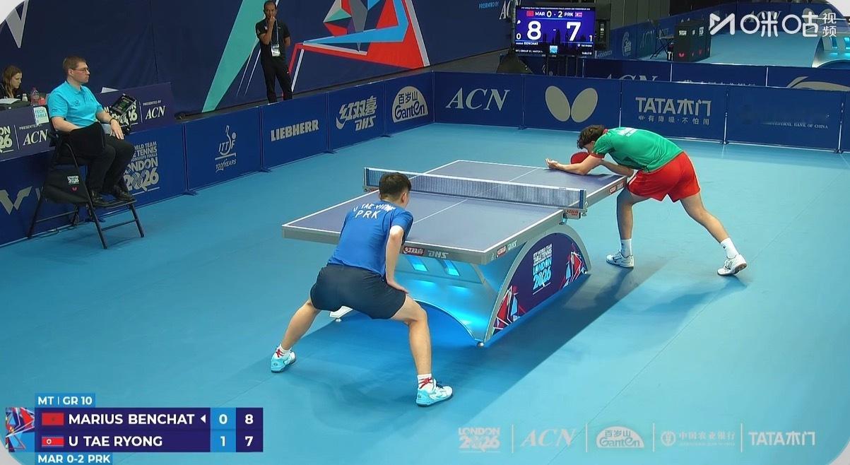 2026伦敦世乒赛男子G10朝鲜3-0摩洛哥鲜于成3-1亚斯尼（11-6 11-