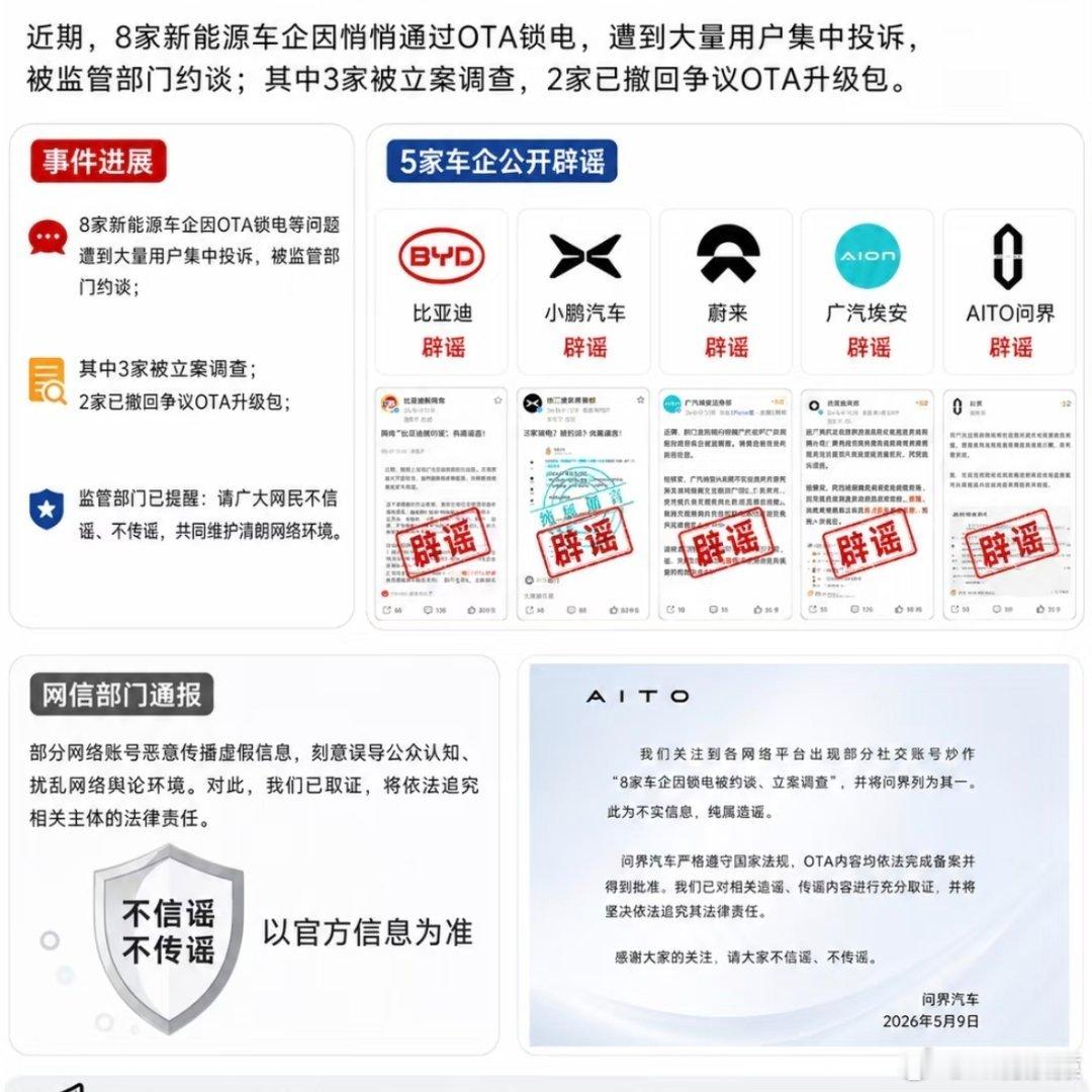 问界汽车否认被约谈好多车企都否认了，车企锁电，所以哪些车企被约谈了？