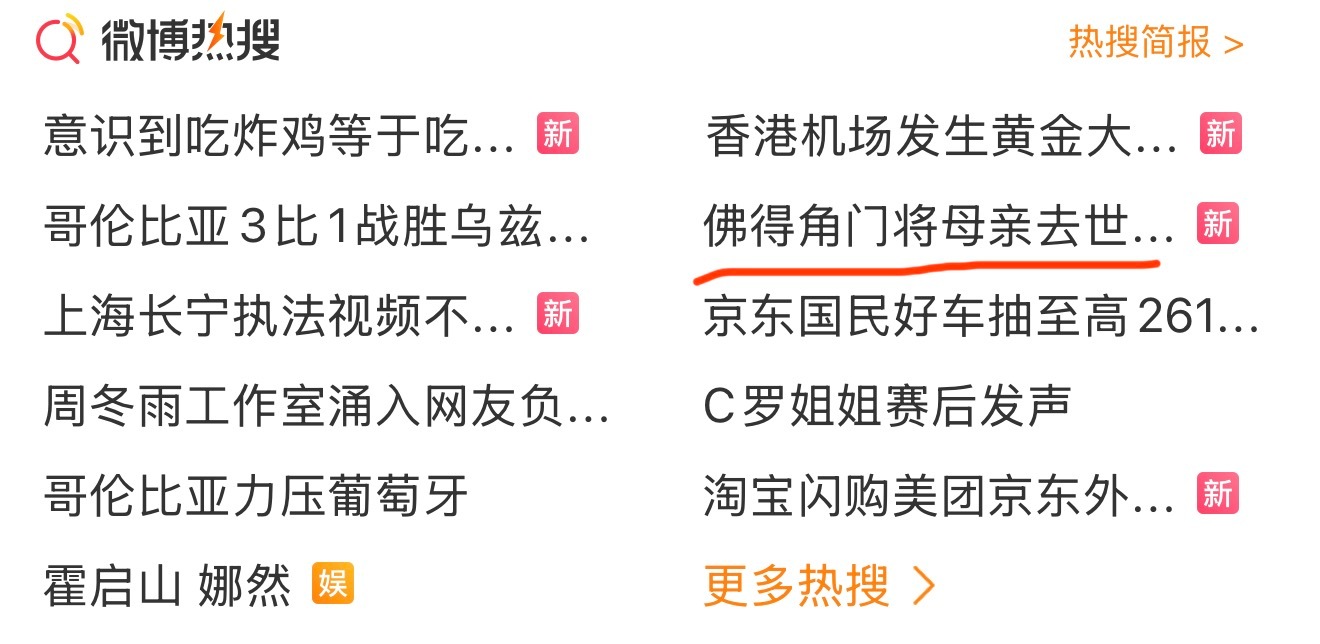 新浪微博迟早得把热搜标题改成横屏滚动……吓我一跳。佛得角门将母亲去世界杯了