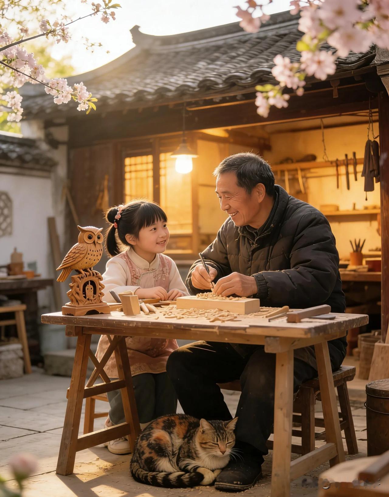 木雕鸟啼春
 
民国年间，江南乌镇有位姓陈的老木匠，手艺绝得很，尤其擅长雕花鸟，