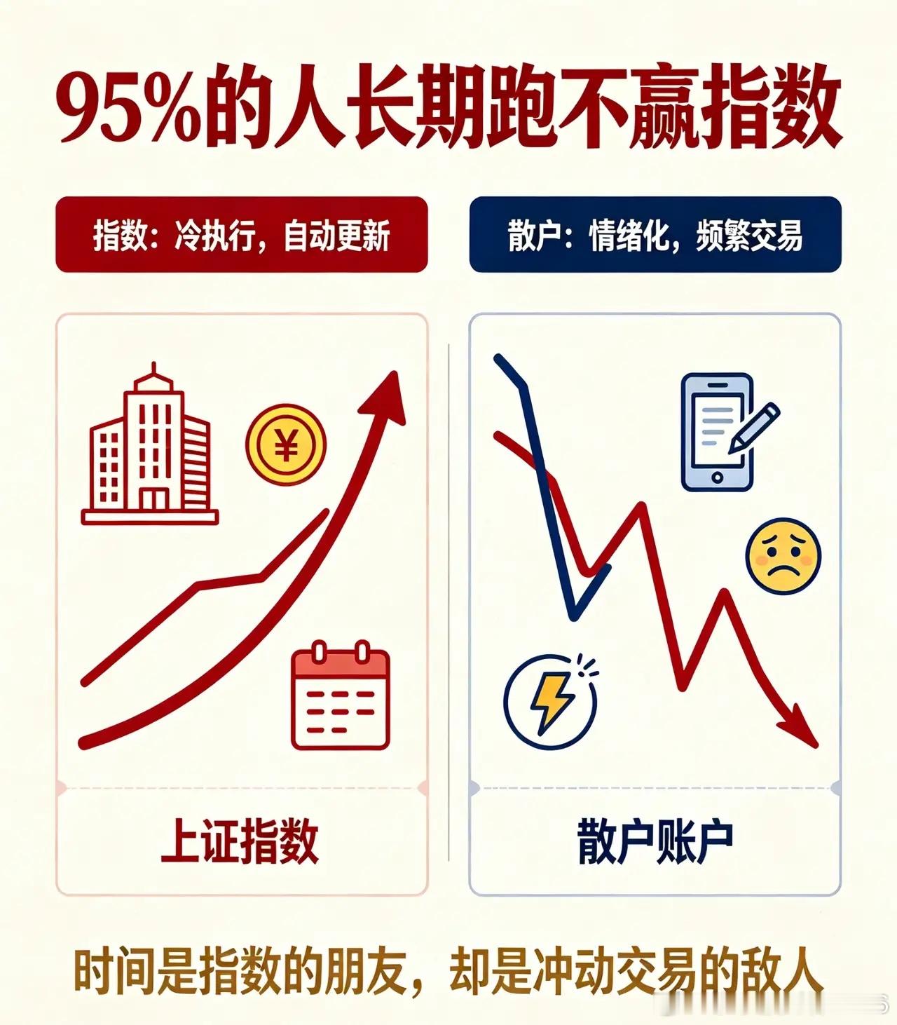 股市残酷真相：95%的人长期跑不赢上证指数很多人不服气，总觉得自己眼光独到，选股