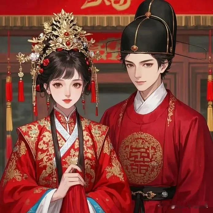 凤冠霞帔，红妆绮梦。她眸光含情，他俊逸端庄 。

在这中式浪漫里，许一生一世一双