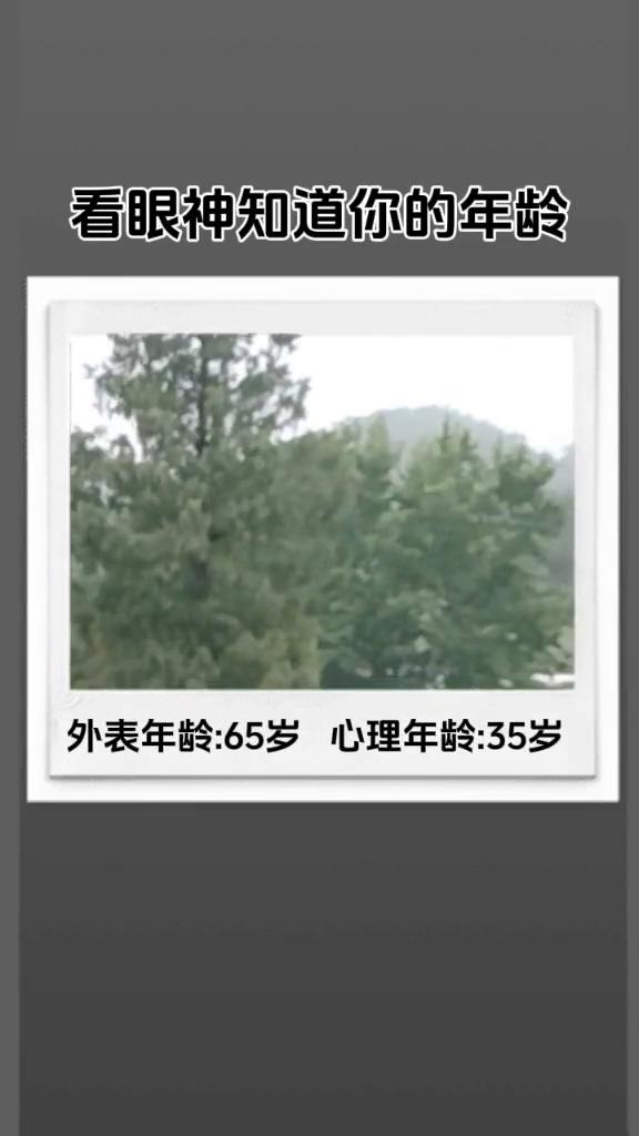 看眼神知道你的年龄。
外表年龄：65岁，心理年龄：35岁。
