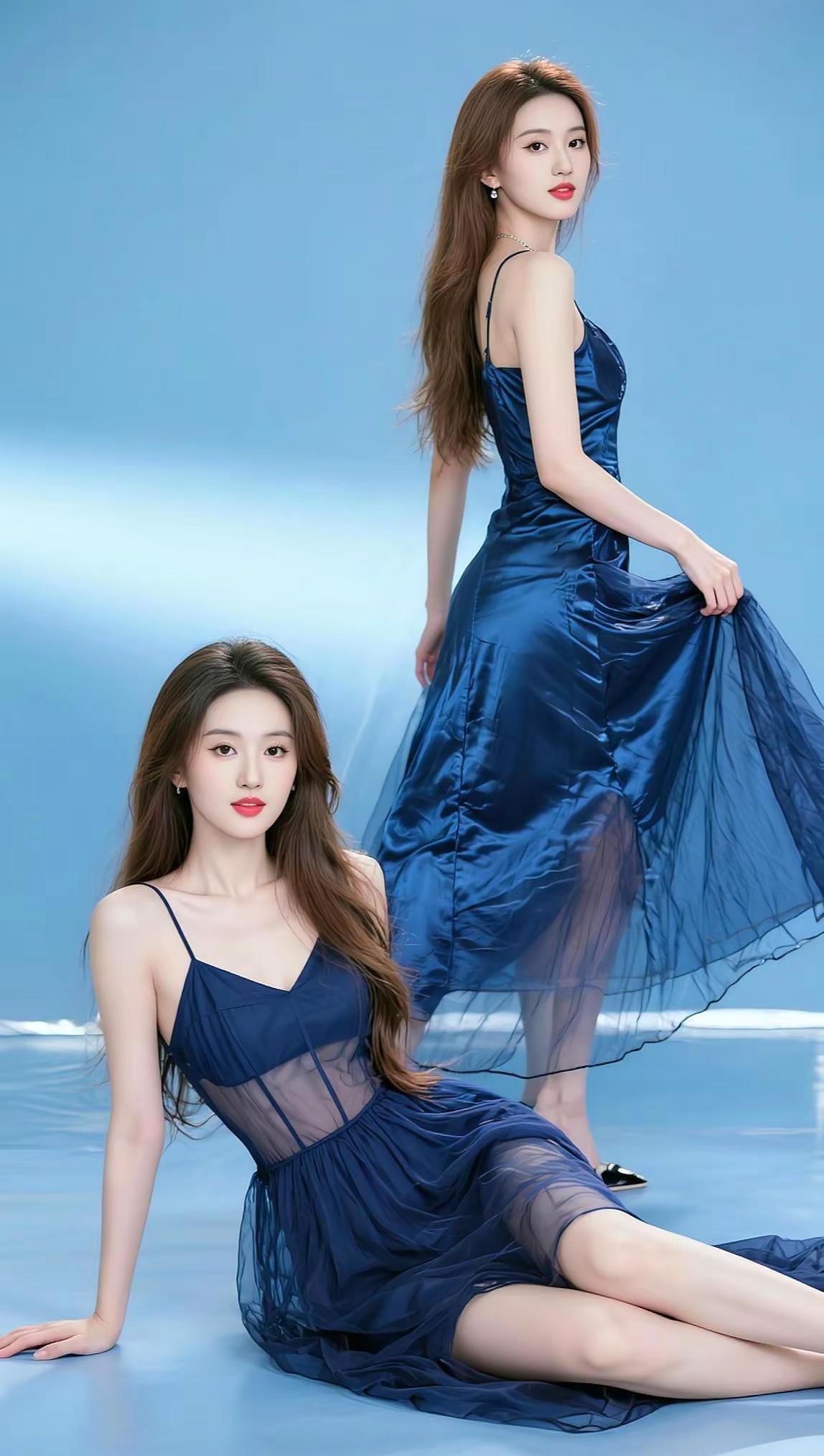 AI蓝调双姝写真 ai创作