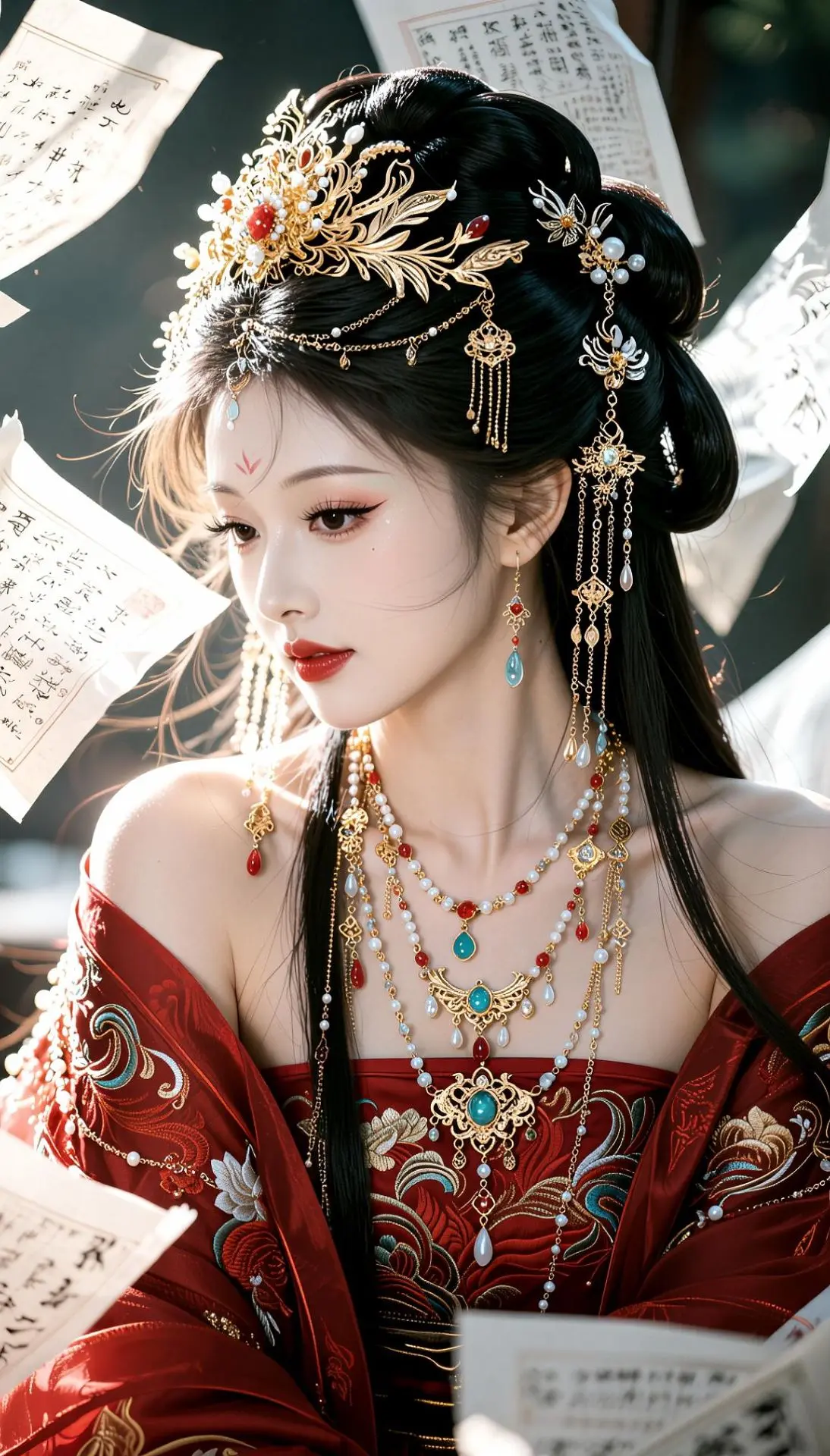 AI古风婚服氛围感 ai创作 古风红妆美学 天选古人 AI古风写真