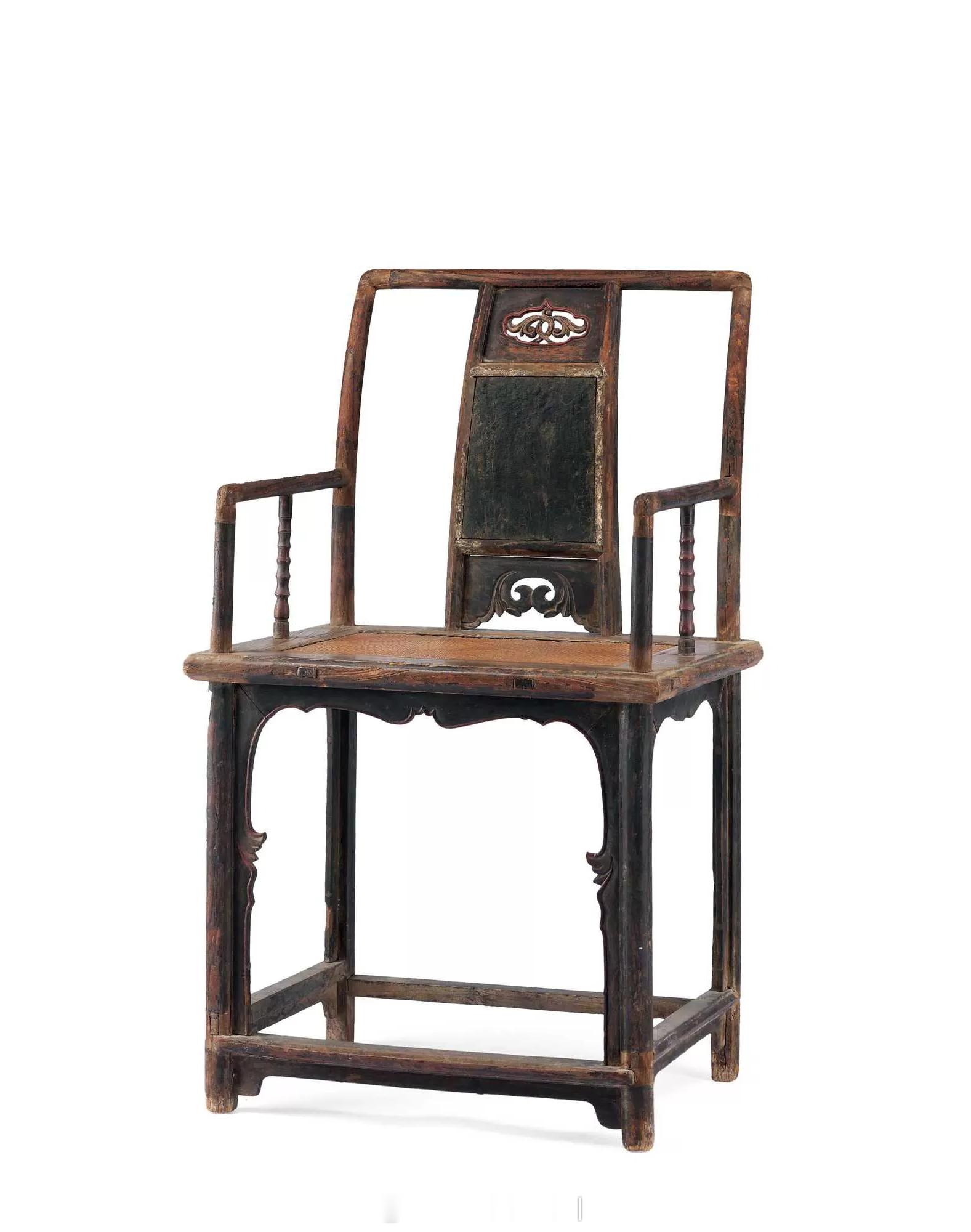悦木集 | 明晚期 黑漆三攒背板南官帽椅此例为典型明嘉靖、万历时优秀北作家具，简