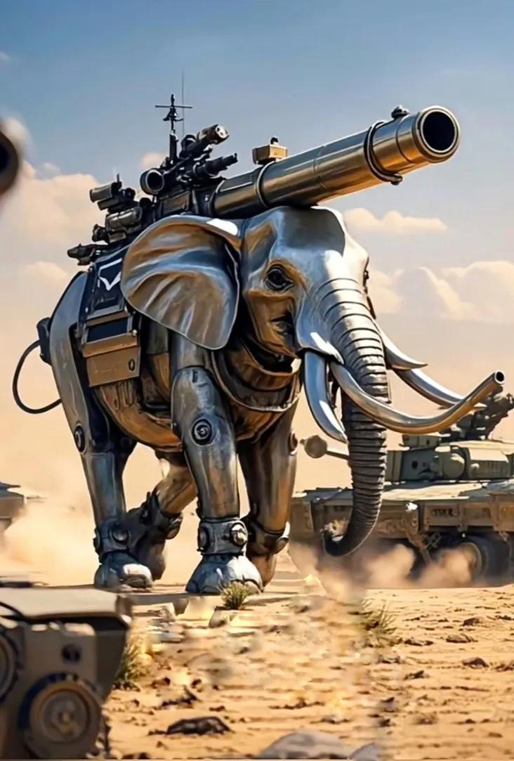 未来战象：机械与自然的完美结合！🐘🔫🚀犹如科幻 科幻幻想