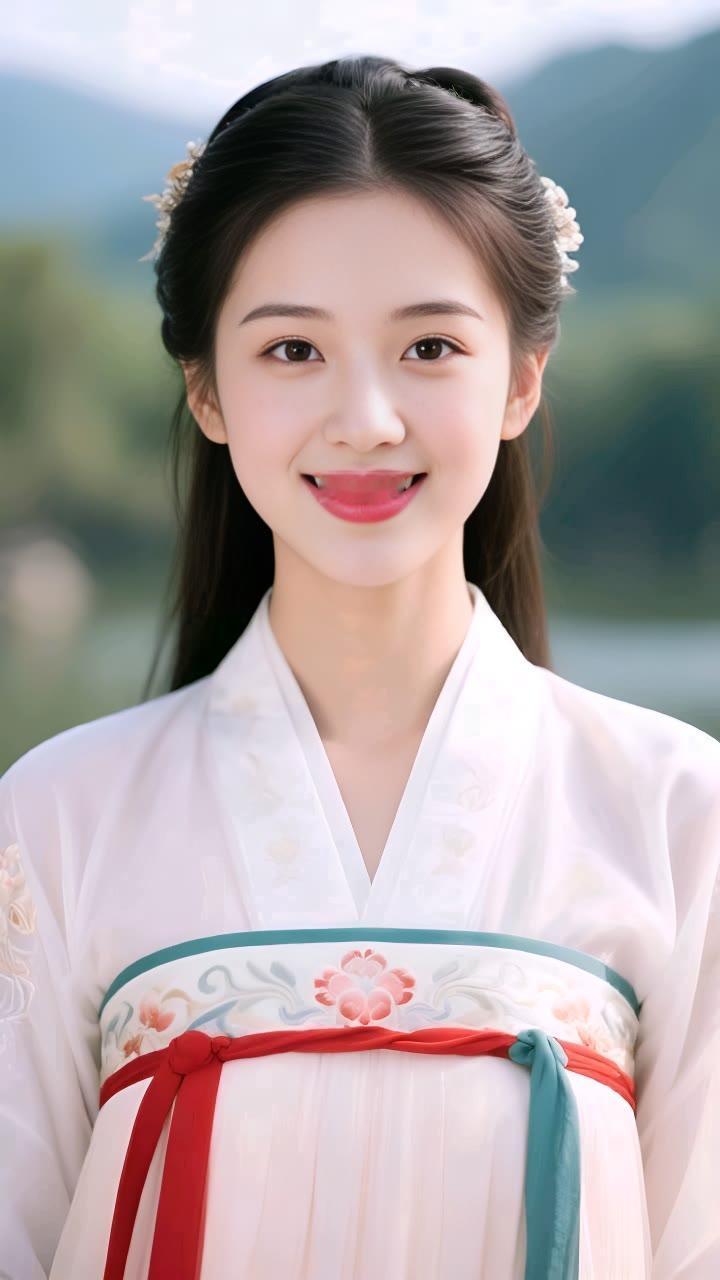 古风少女，花枝招展，笑靥如花。