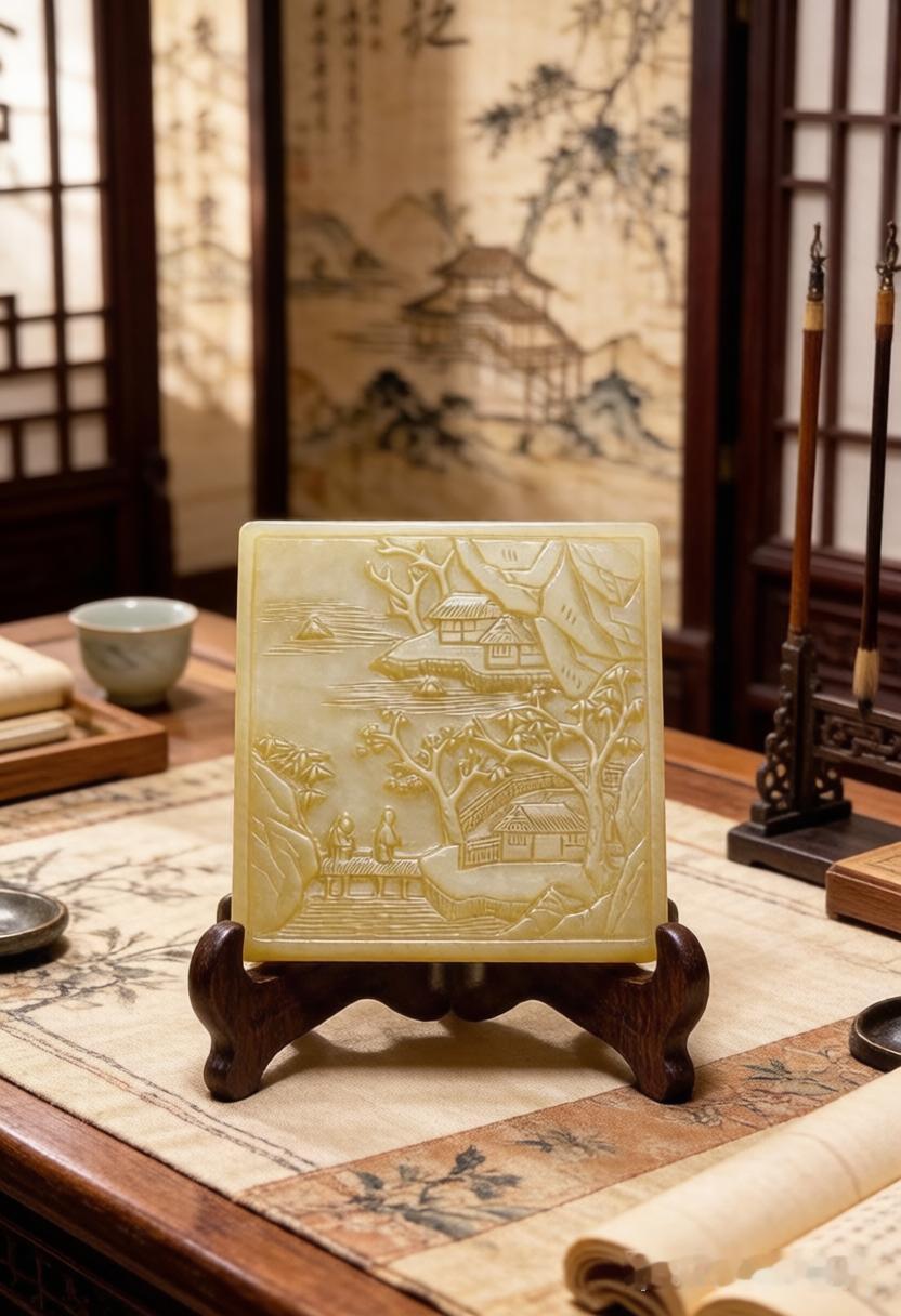 明代子冈牌开箱！千年风雅藏不住了！

黄沁白玉如蜜蜡流淌，正面山水里二文人踏桥而