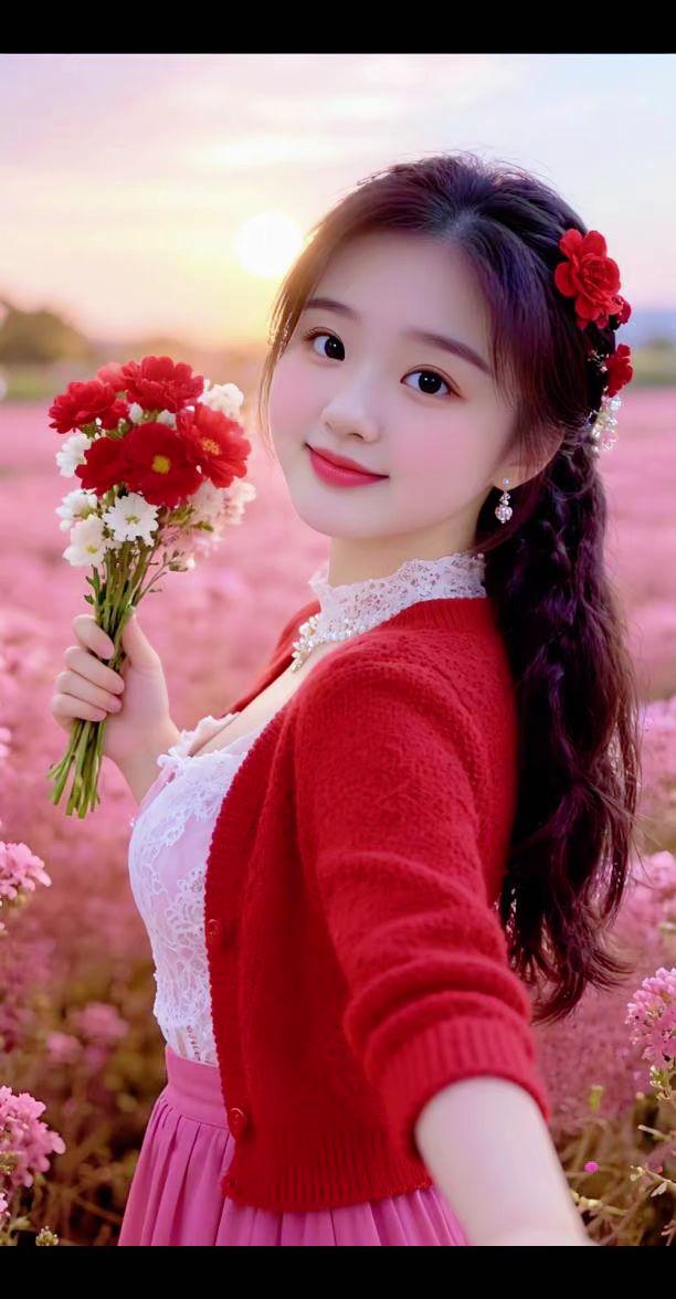 这束花真漂亮 小姐姐