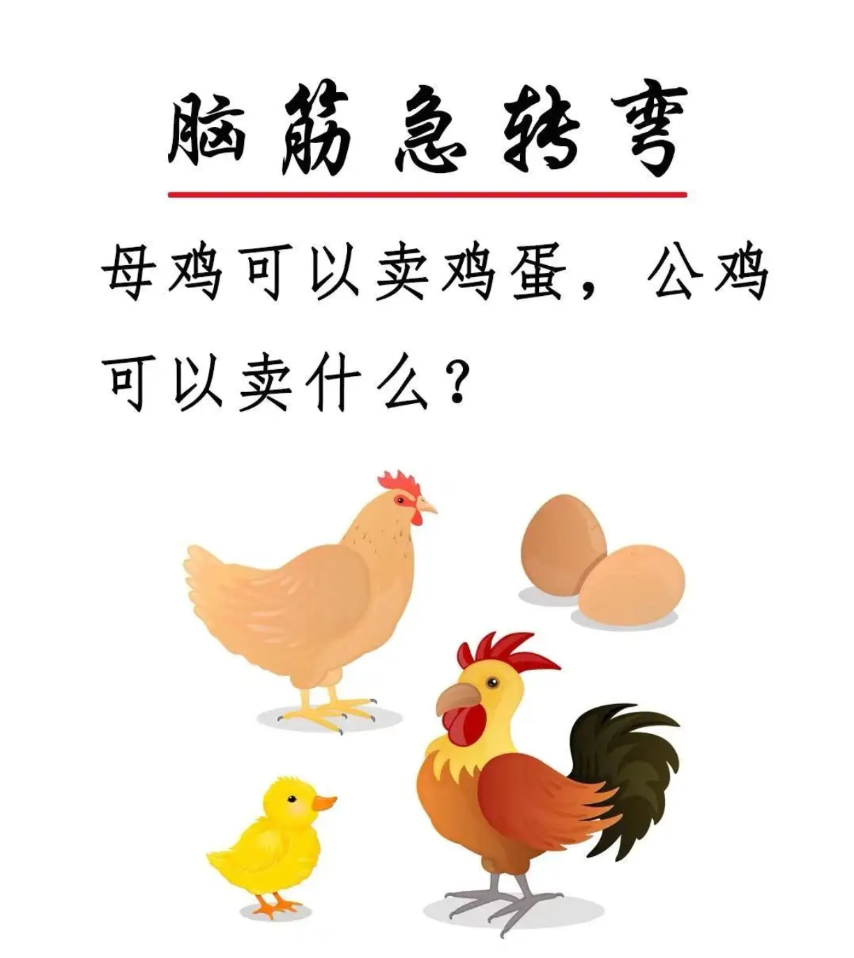 母鸡可以卖鸡蛋，公鸡可以卖什么？ ​​​