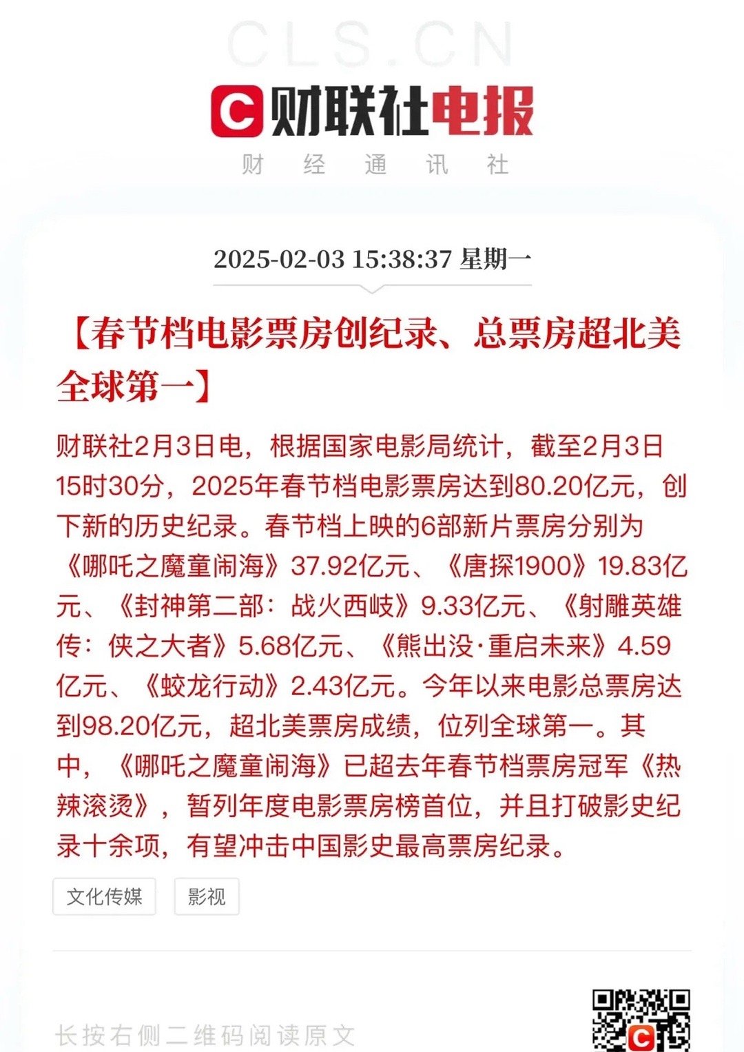 《哪吒之魔童闹海》摘得春节票房桂冠！光线传媒作为主投和发行方赚的盆满钵满，光线传