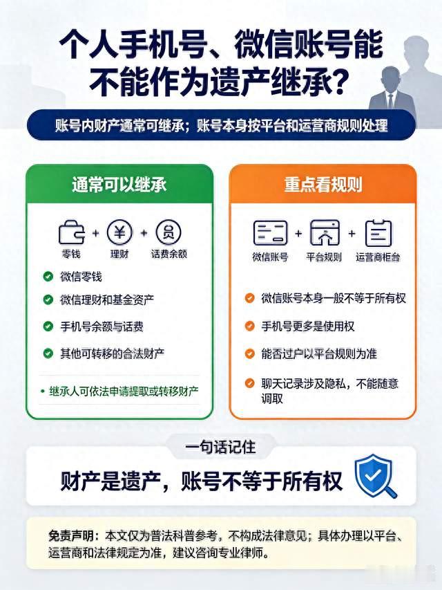 #个人手机号、微信账号，能不能作为遗产继承？#