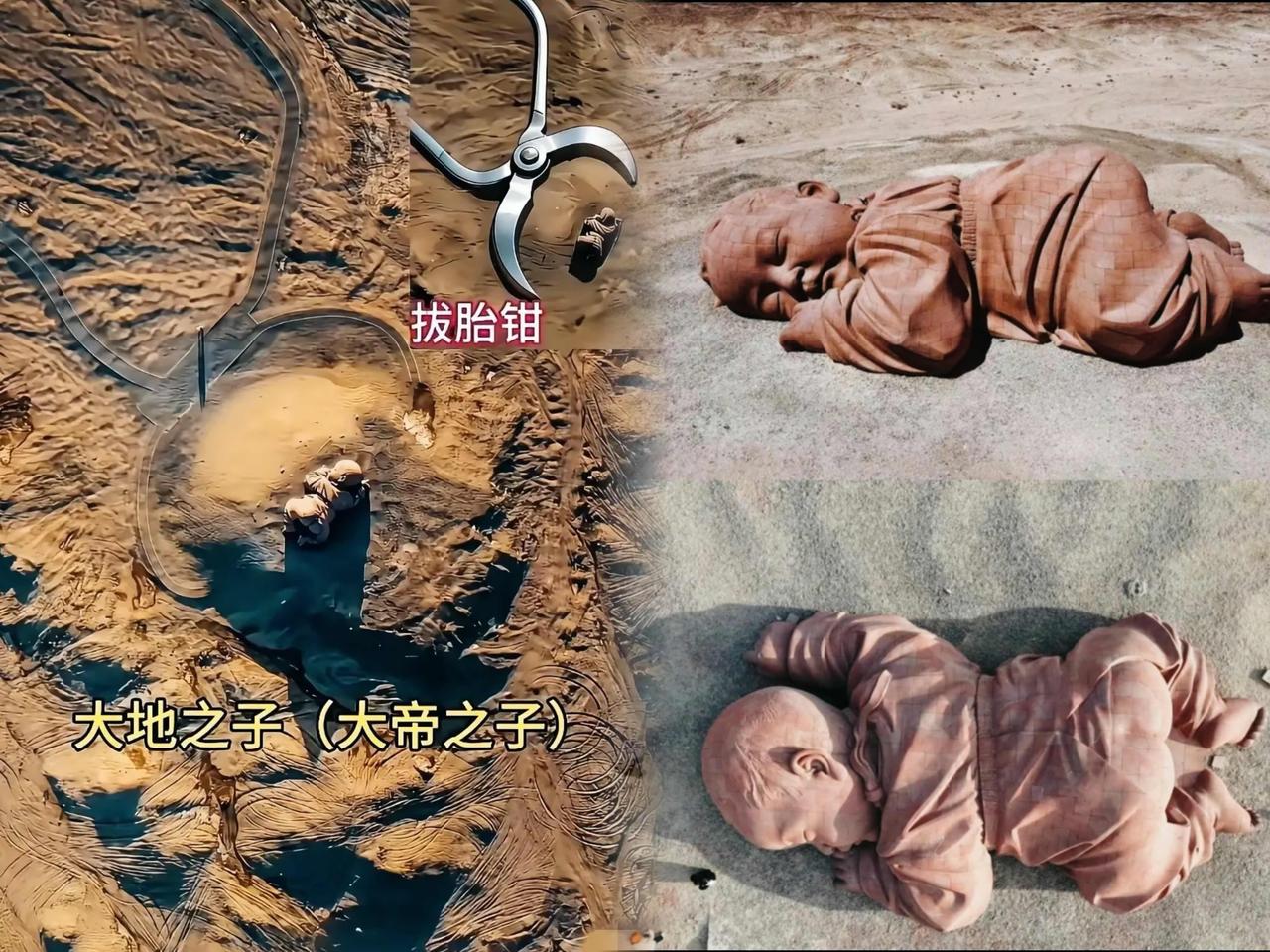 “大地之子”雕塑最近争议大得很！
换个无人机视角瞧瞧，它孤零零趴在荒凉无边的荒漠