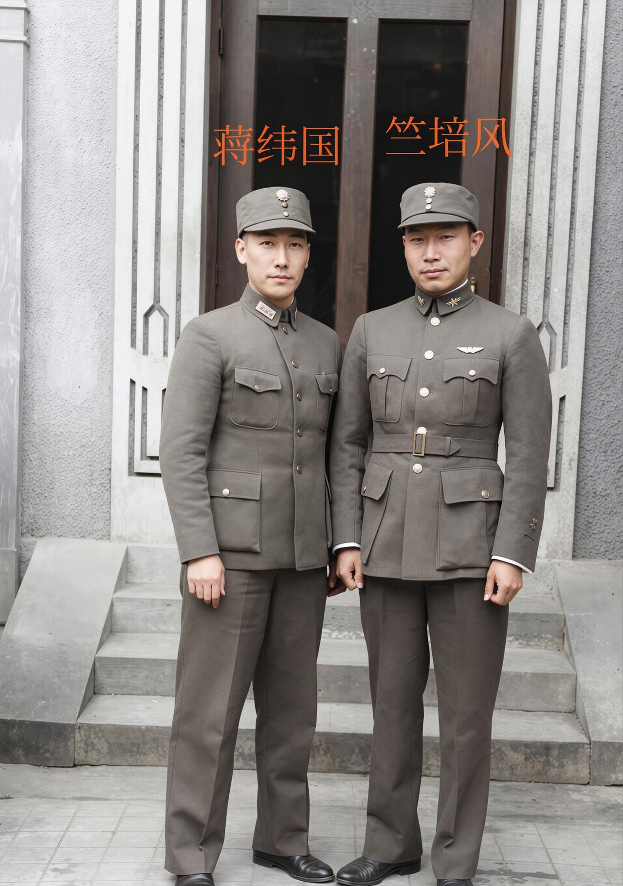 1945年，蒋纬国和竺培风，一张罕见的合影，竺的母亲是蒋介石胞妹