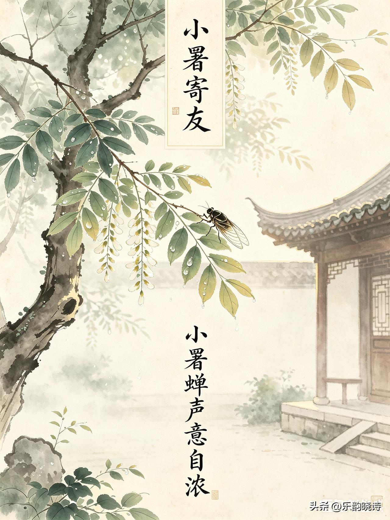 头条创作训练营 这首《小暑寄友》真是妙啊！“小暑蝉声意自浓”，小暑时节，蝉声阵阵