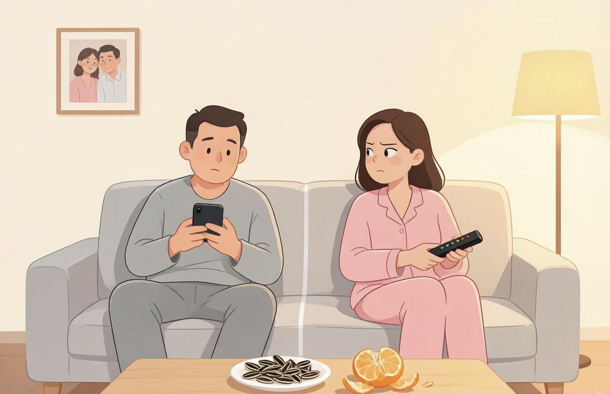 我的答案是：室友。结婚第七年，我们俩睡一张床，中间隔条看不见的三八线。晚上我喊他