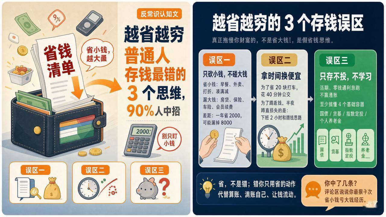 越省越穷：普通人存钱最错的3个思维，90%人中招
很多人以为，钱是省出来的。

