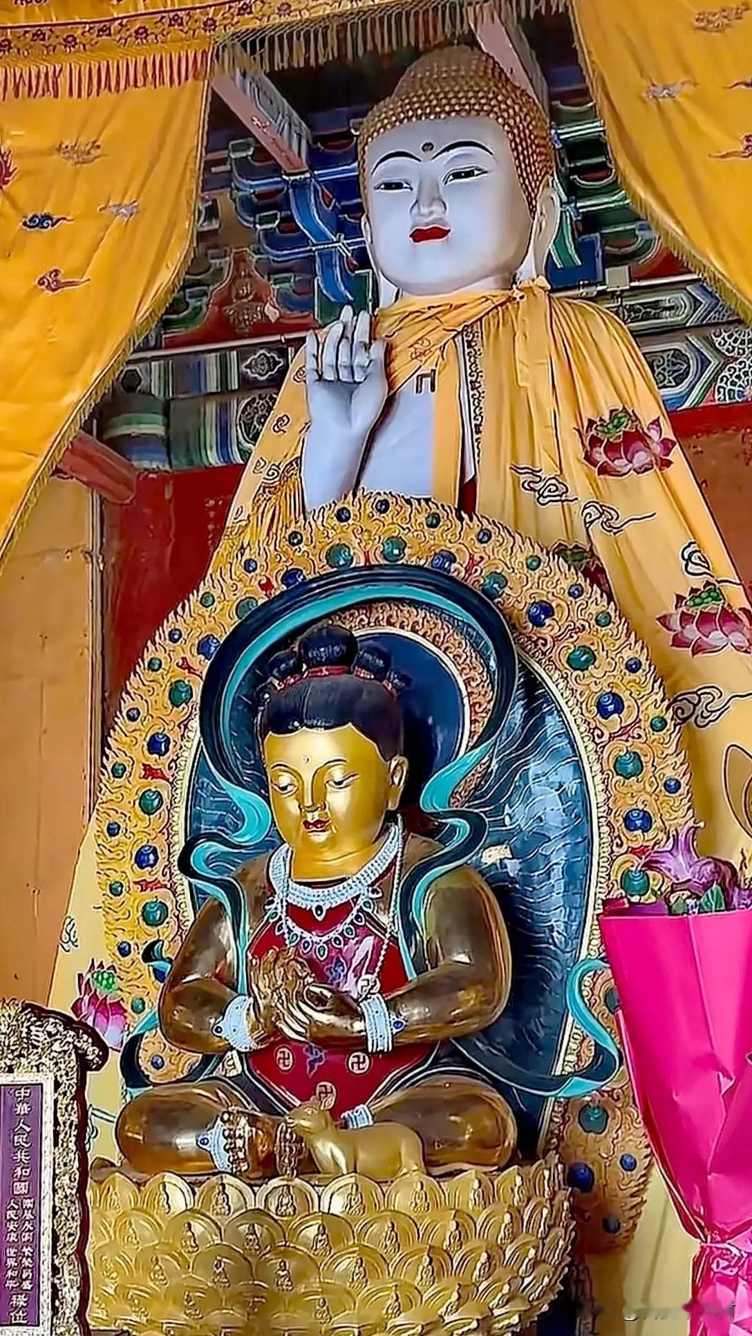 五台山清凉寺｜一殿双圣，释迦如来与孺童文殊
 
《华严经》载：“清凉山者，文殊师
