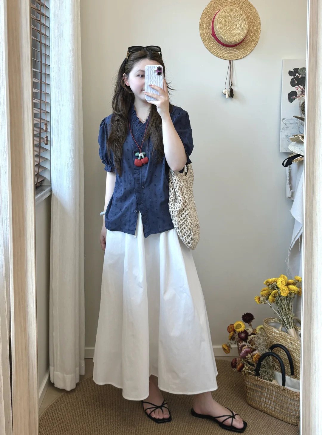 🫐显白的藏青色和小白裙！