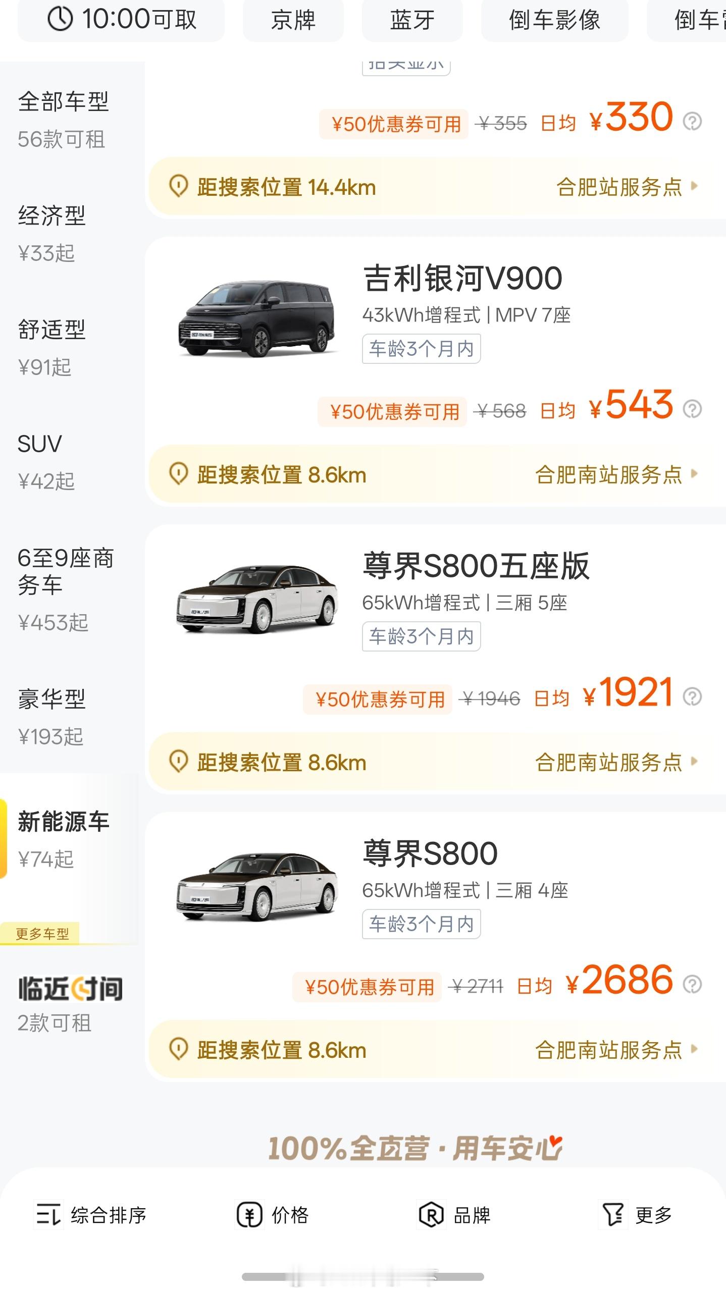 早鸭！本来想看看合肥有没有小米YU7租车开开，结果一嗨和神州都没有，但是有尊界S