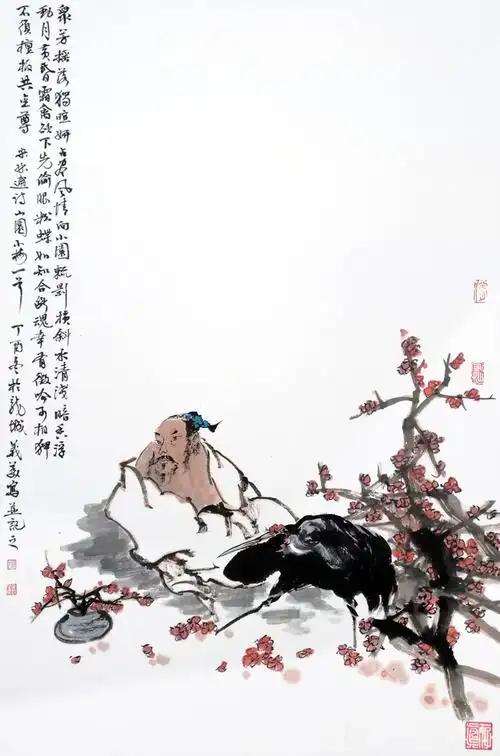 上联：梅鹤作伴吟诗赋
下联：[玫瑰]

网络图片/诚谢侵删