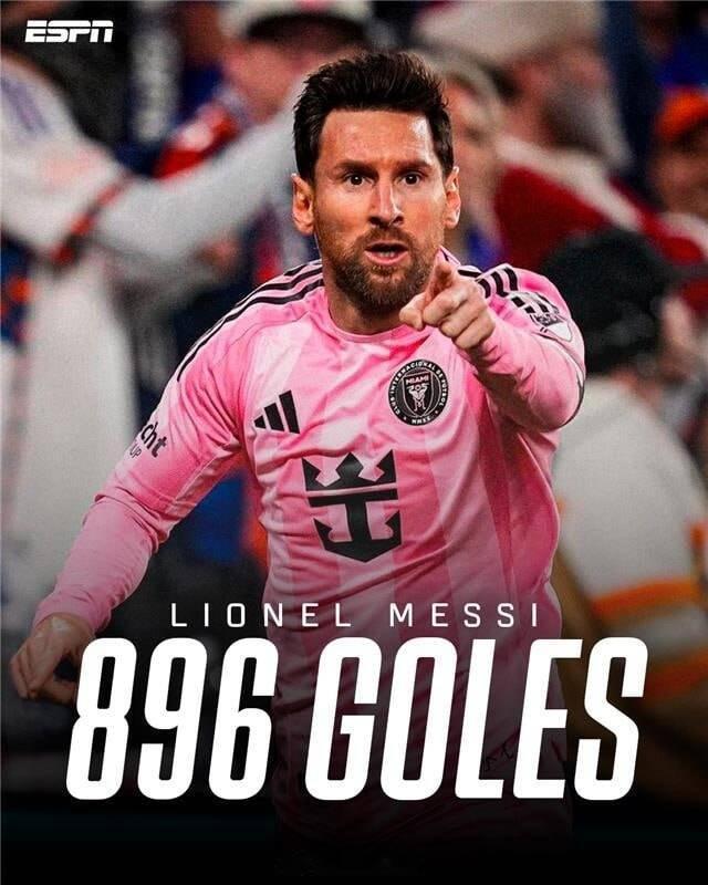 【ESPN：梅西即将迎来生涯900球里程碑，预测2028赛季达到1000球】梅西