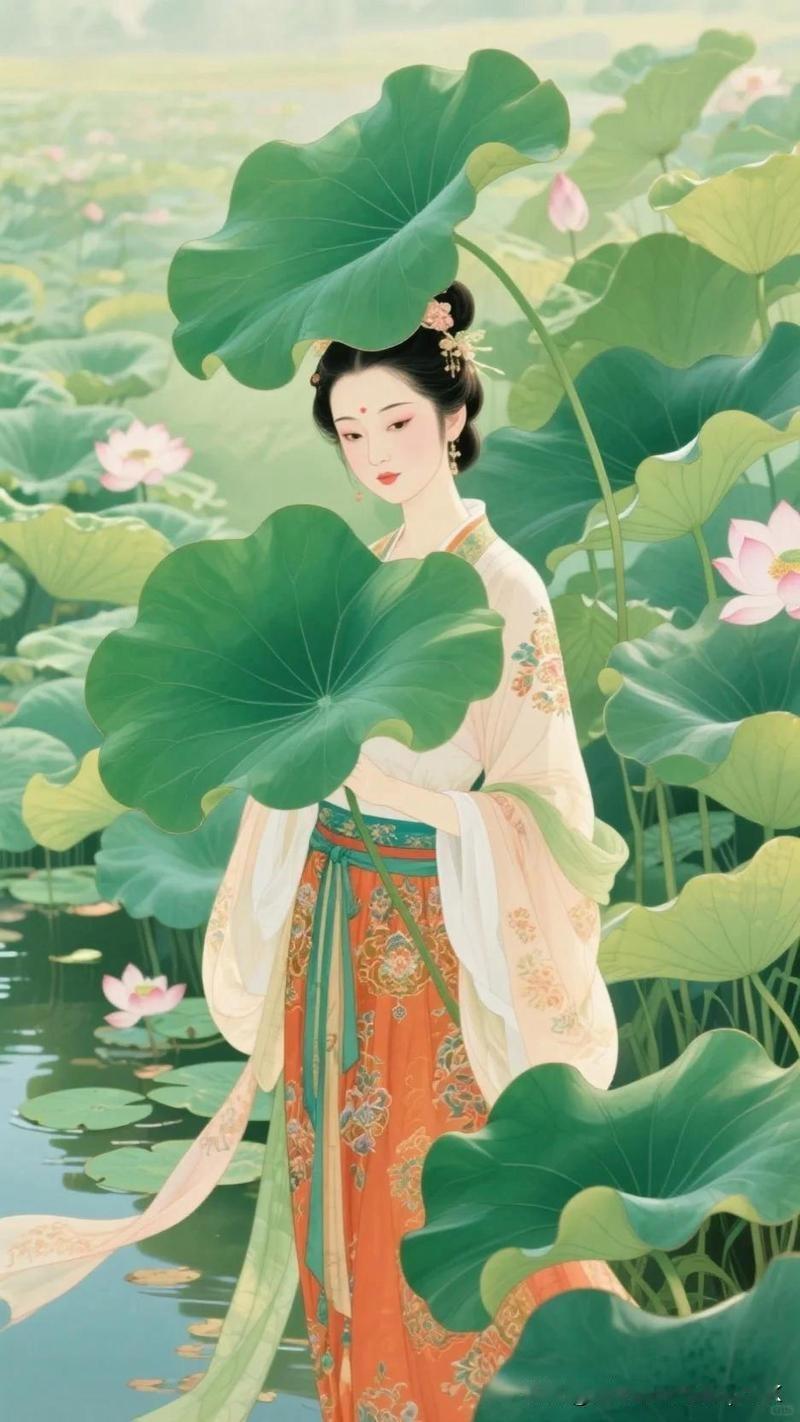 《观莲》
——宋・释永颐
水面霞明万柄荷，
无风香自透帘罗。
幽人独坐心无事，