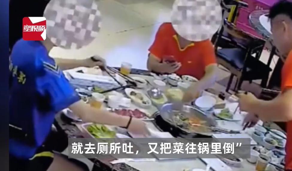 深圳，一家自助火锅店，几名年轻顾客点餐无度，桌上的食物堆积如山，被服务员劝阻无效