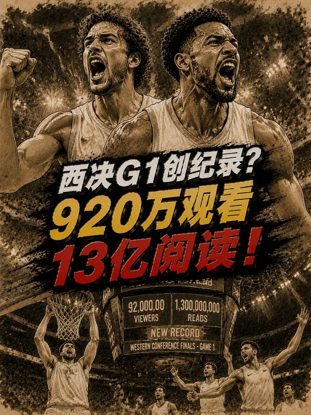 西决G1炸出NBA新纪录！920万人看，社媒狂揽13亿阅读？可这次还是真的！根据