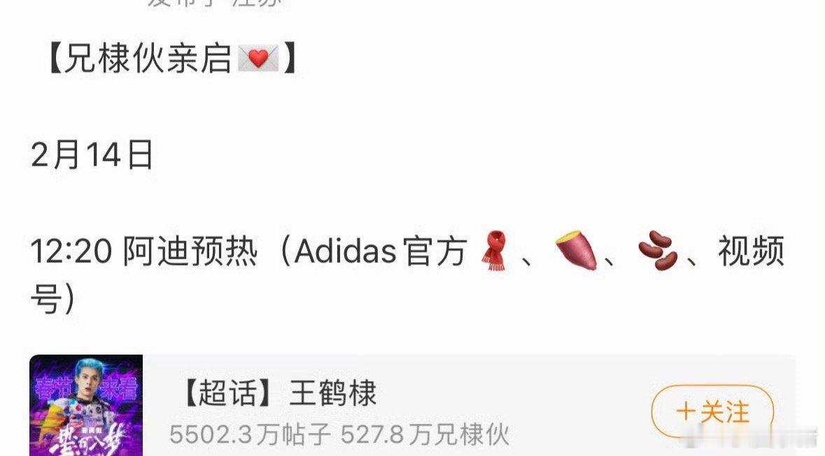 王鹤棣阿迪代言要来啦！明天情人节预热