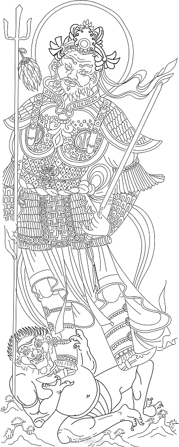 #纸上探墓# 李寿墓墓门右门扉（内）简单勾描一遍，改天根据壁画颜色做个分色。#中