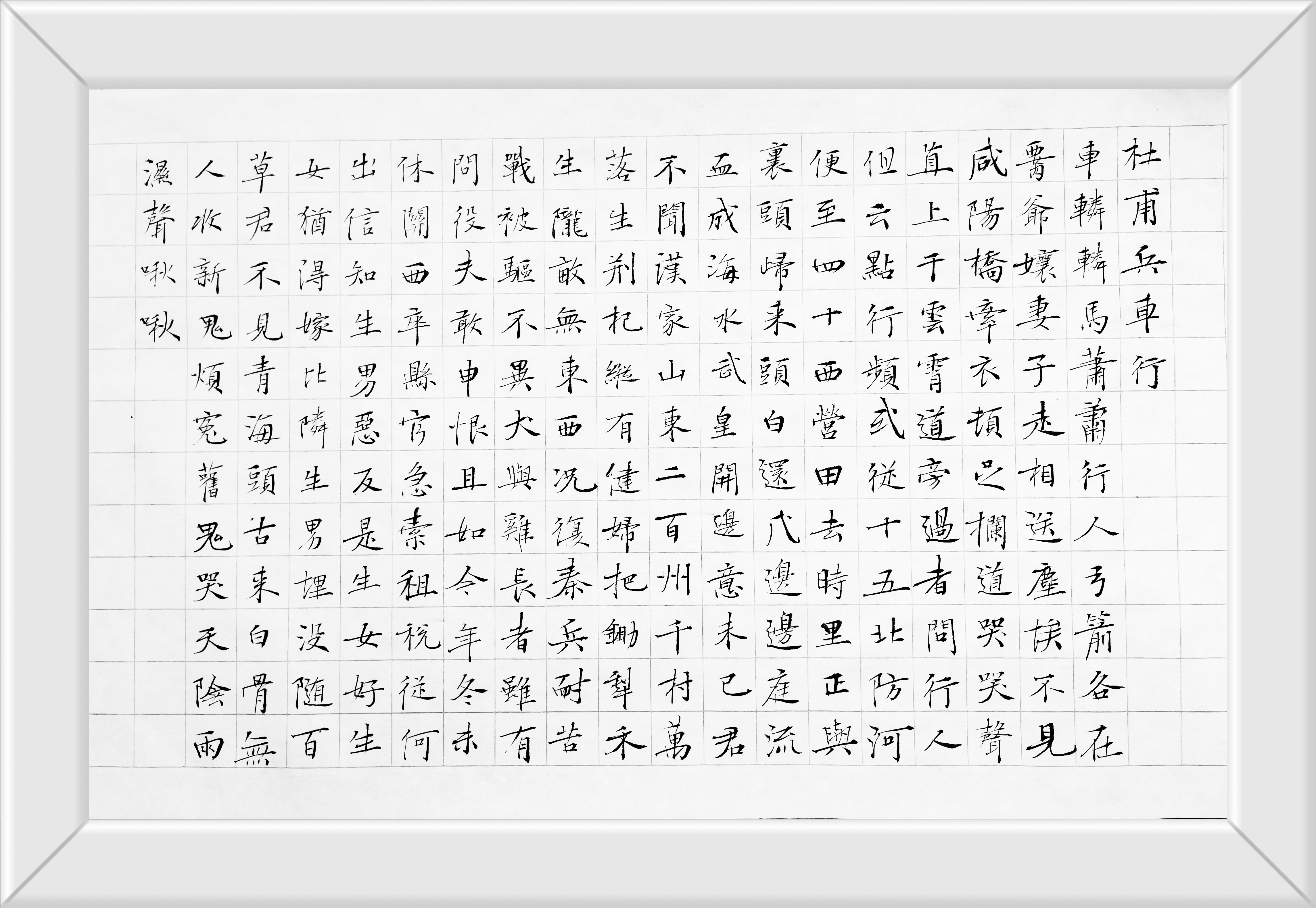 #三天教授# 早课下决心再写《唐诗三百首》长卷，今早写到杜甫的《兵车行》。《兵车