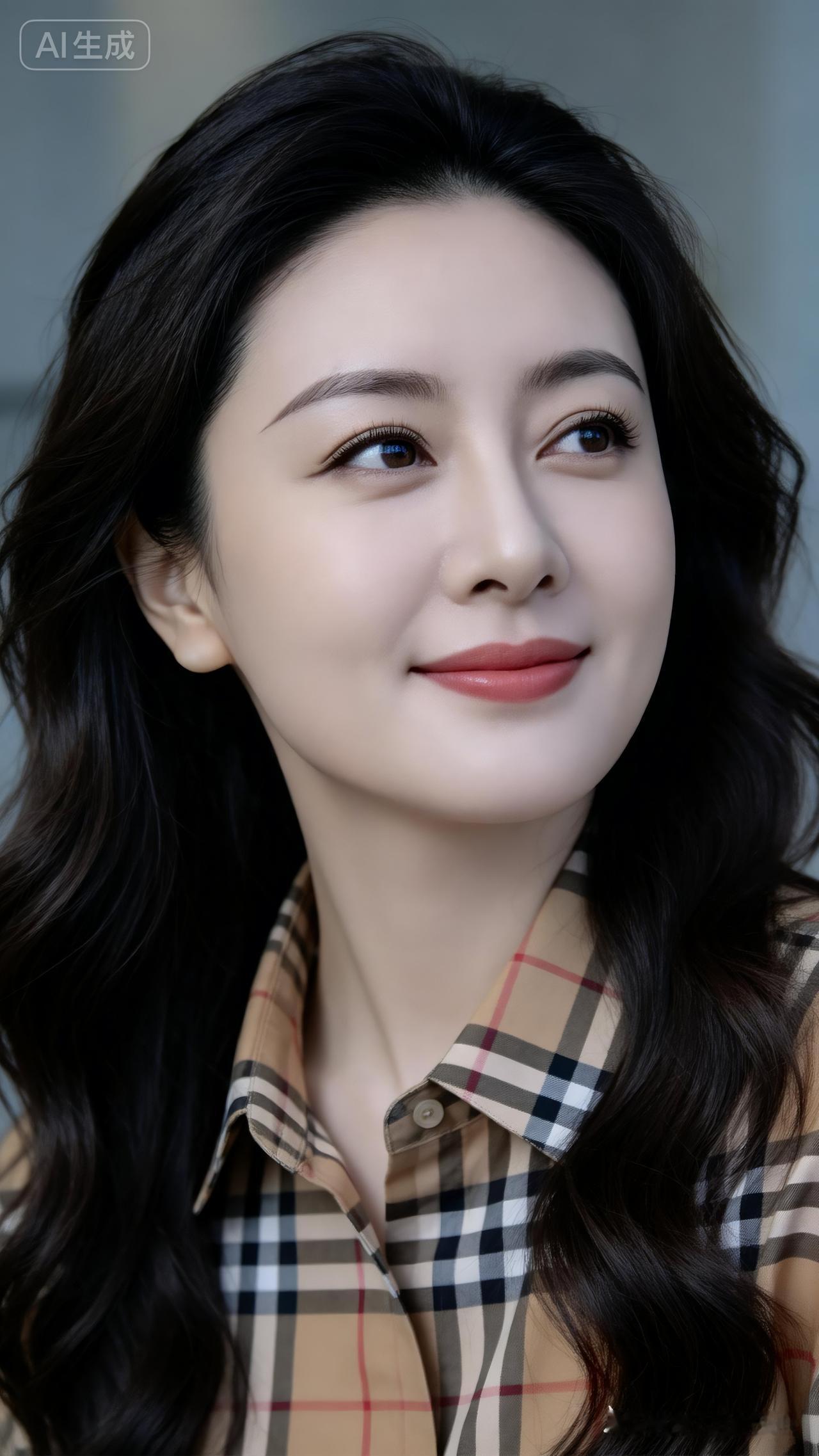 温柔甜美的少女，格子衬衫搭配自然妆容，清新动人！💕