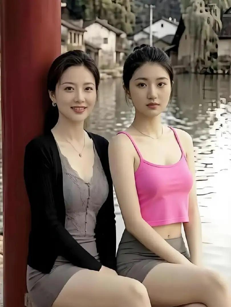 母女同框，妈妈保养也太好了吧，认为照片中的妈妈更美！还是女儿更美！母女两人虽然都