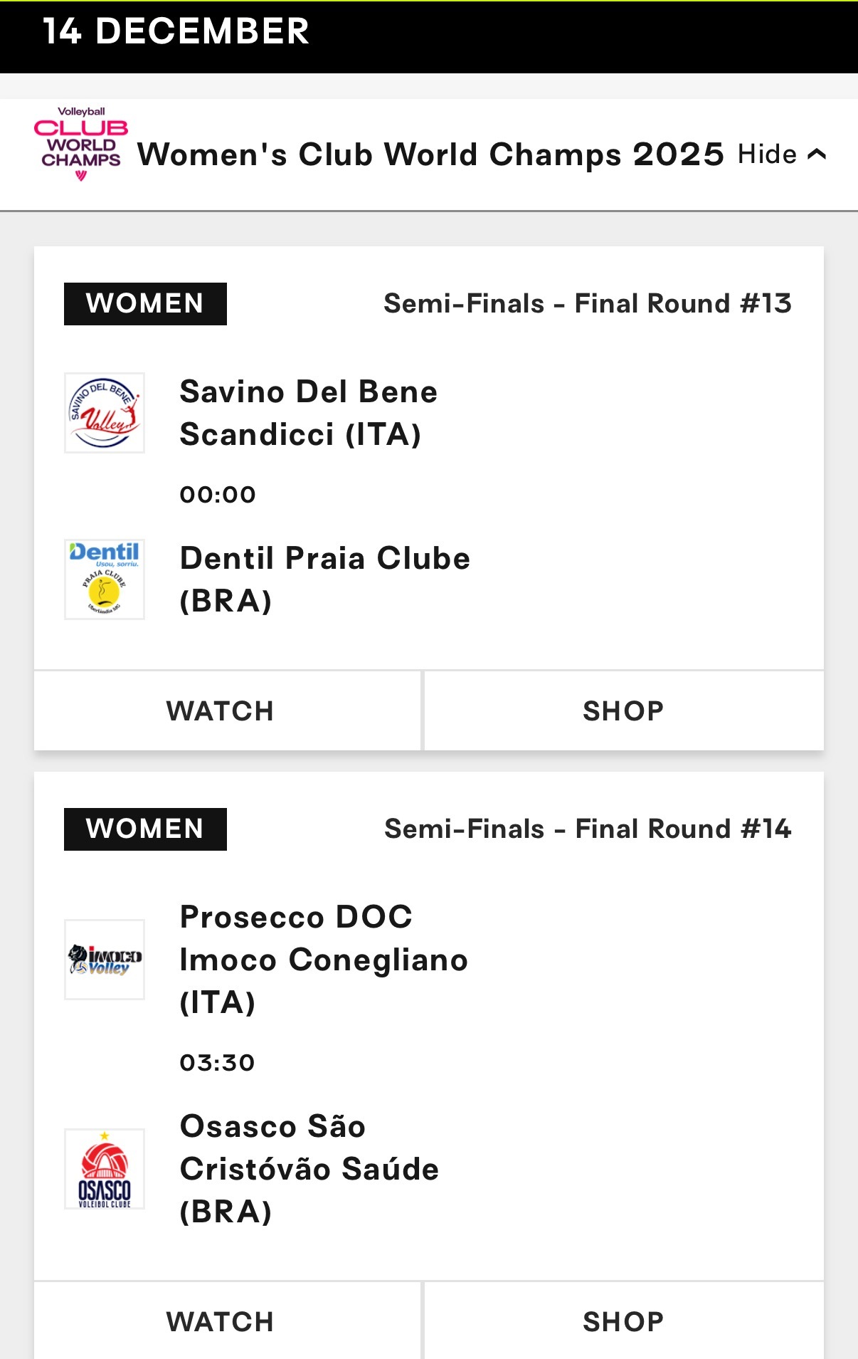 2025女排世俱杯 女排世俱杯凌晨迎来半决赛23.59  斯坎迪奇vs巴西海滩3