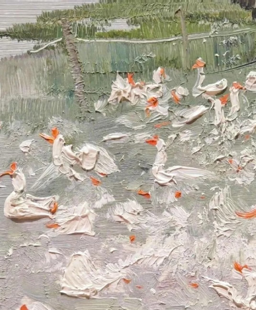 吴冠中的概括能力是真牛，这幅鹅绝了，光看就感觉耳朵里吵得嗡嗡的 