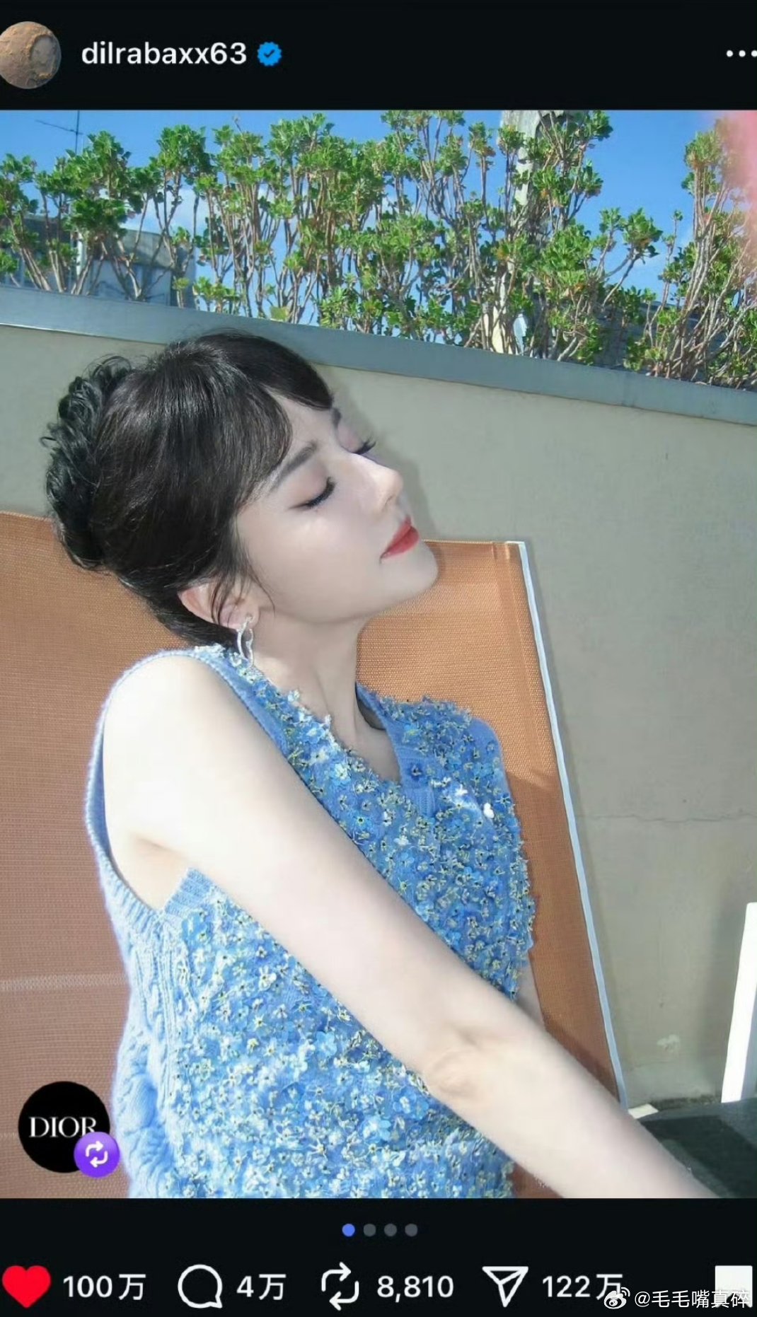 迪丽热巴外网破百万赞了[哇] ​​​