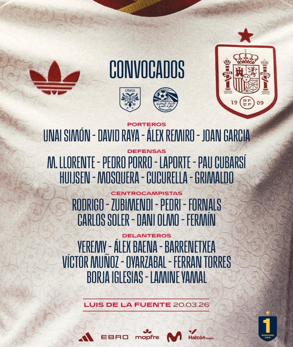 大卫·拉亚、苏比门迪和莫斯克拉均入选西班牙国家队，将参加三月份的友谊赛，其中莫斯