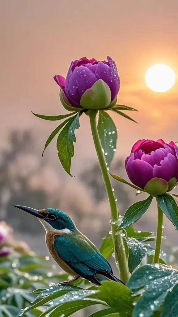 《牡丹山鸟》
 
牡丹花开富贵来，山鸟欢歌乐徘徊。
花团锦簇添春色，鸟语花香醉心