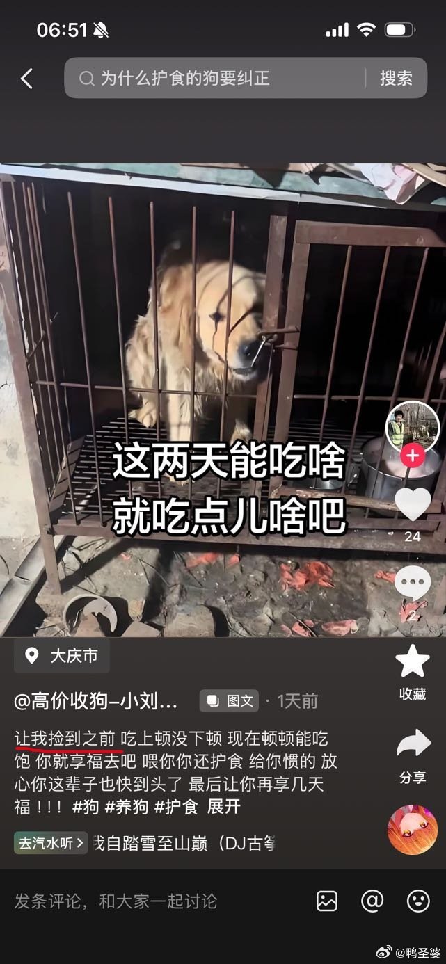 网友投稿——把捡来的狗吃了还沾沾自喜的发出来，打着收狗的名号，实际上…… 