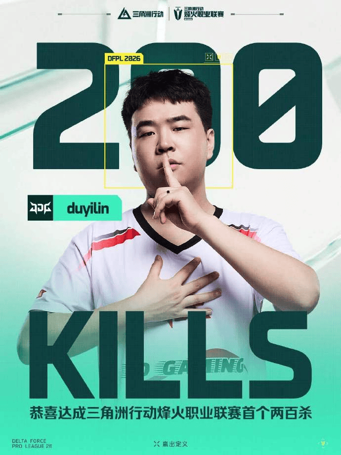 JDG.duyilin成为烽火职业联赛首个200杀选手！