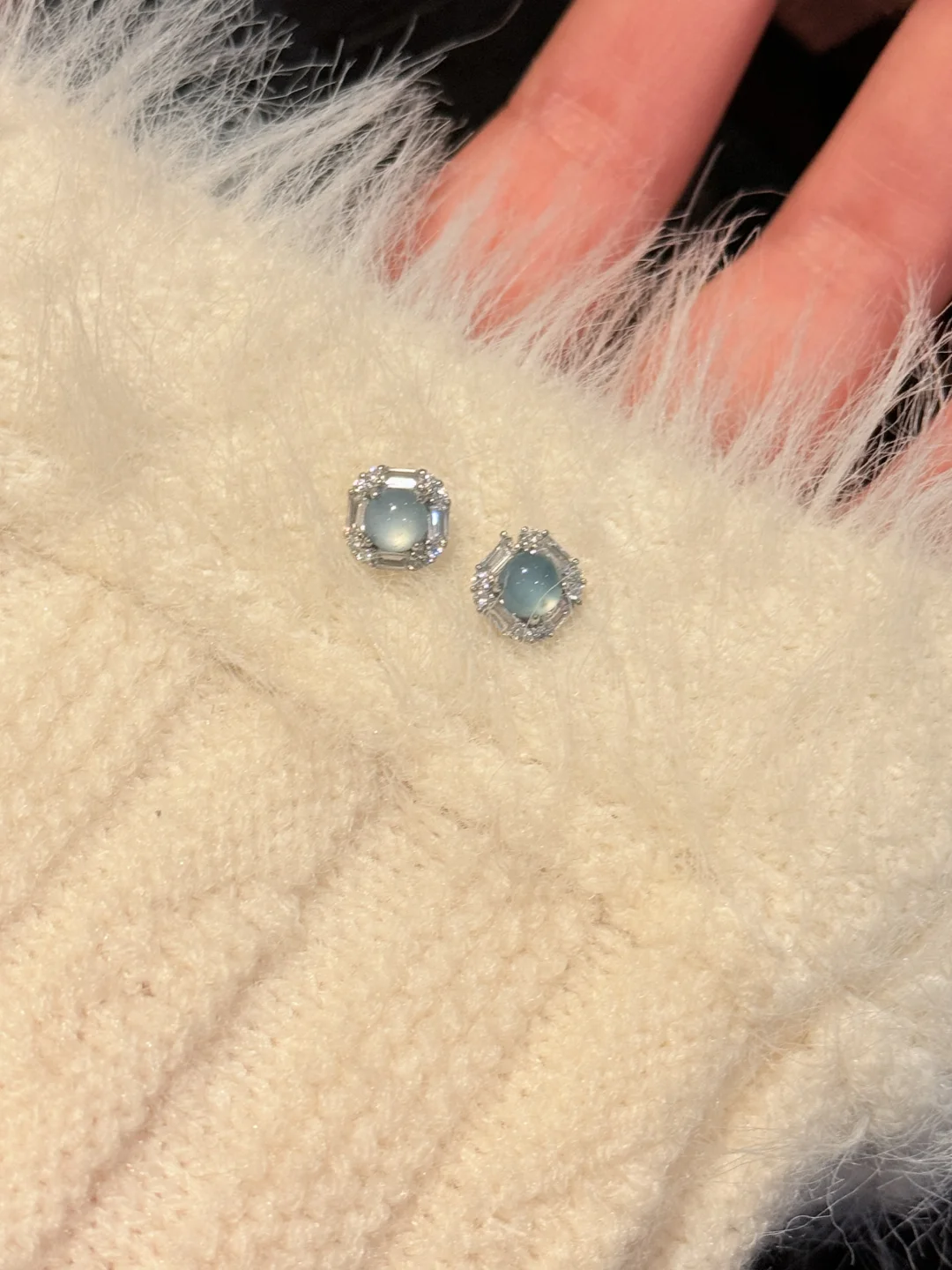 极限n选1！！蓝水翡翠耳钉好清冷！！