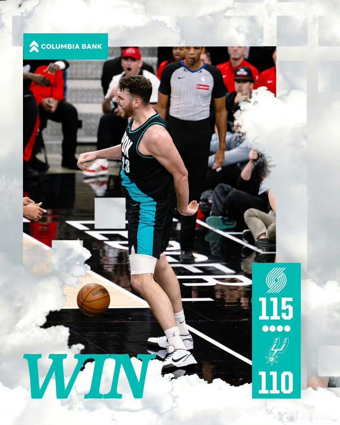 杨瀚森表现尚可！西部第10开拓者战胜西部第二马刺！上场10分钟，2分2篮板1助攻