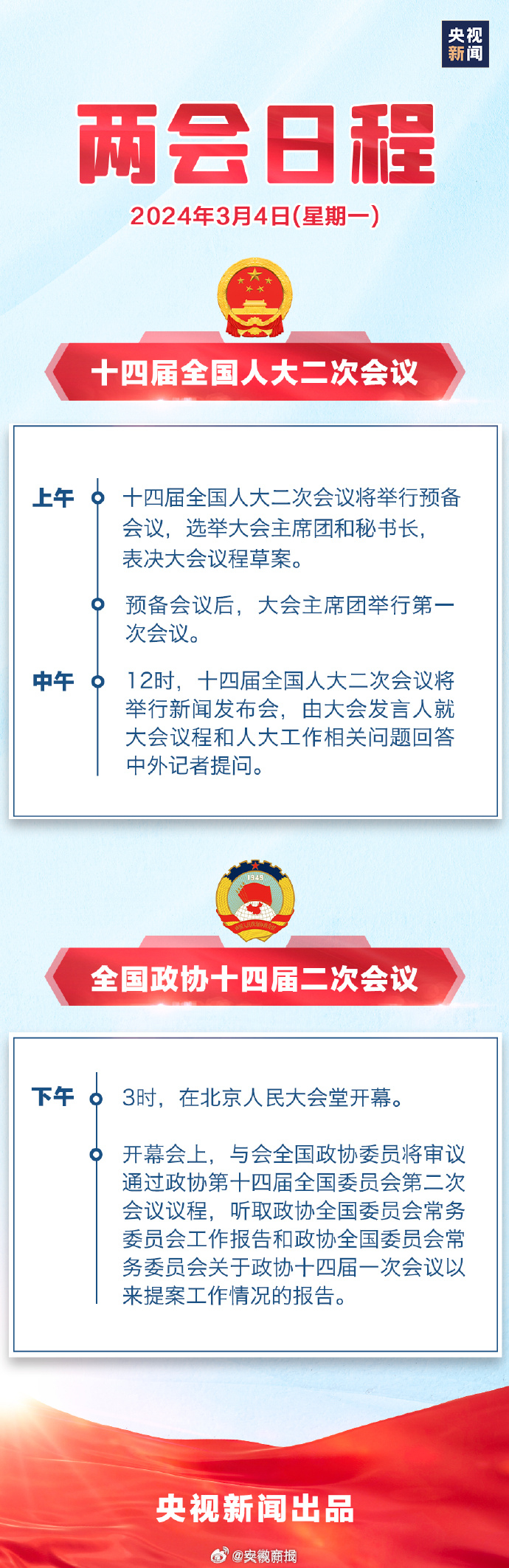 【[话筒]今日两会日程】今天，十四届全国人大二次会议新闻发布会举行；#全国政协十