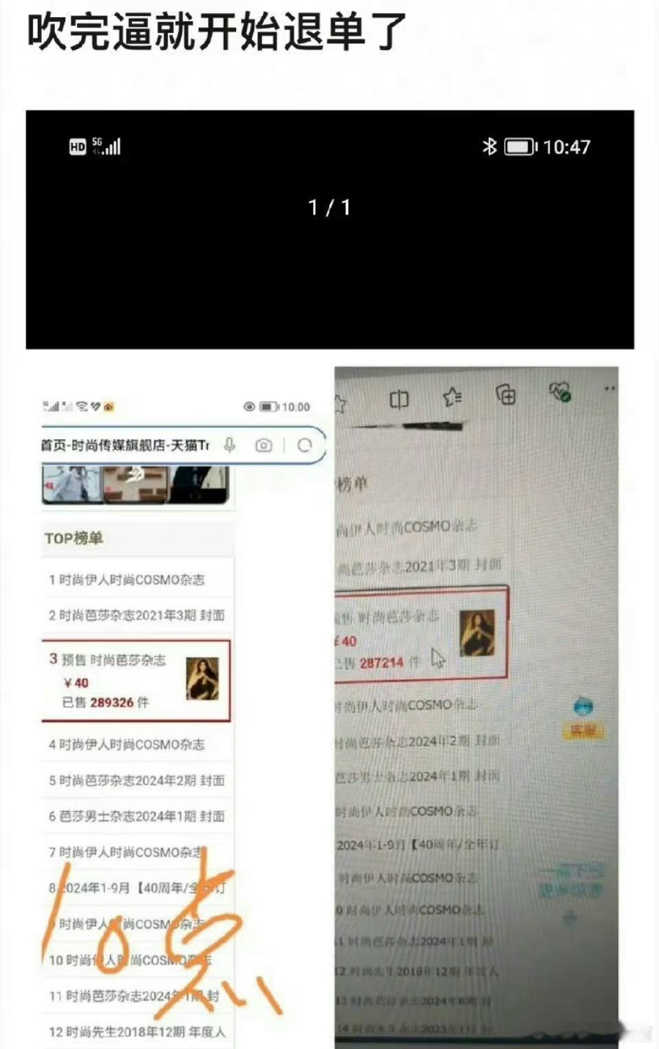有网友说迪丽热巴的时尚芭莎金九，开始退单了[笑cry] ​​​