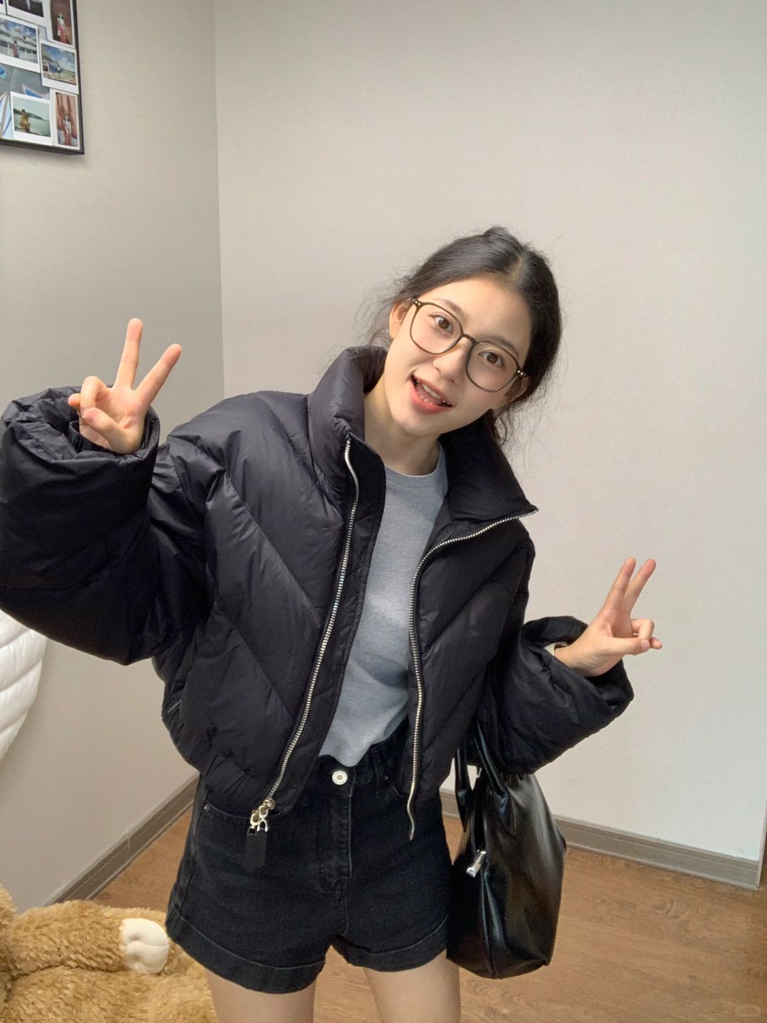 可以看出真的很爱短款羽绒服