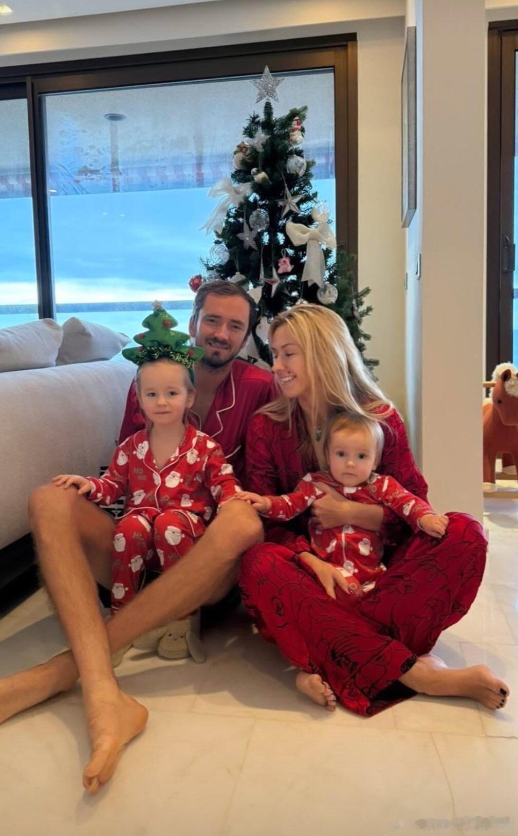 梅总幸福一家新年照梅总这两公主继承了妈妈的美貌，爸爸的大长腿，会不会出两个“莎娃