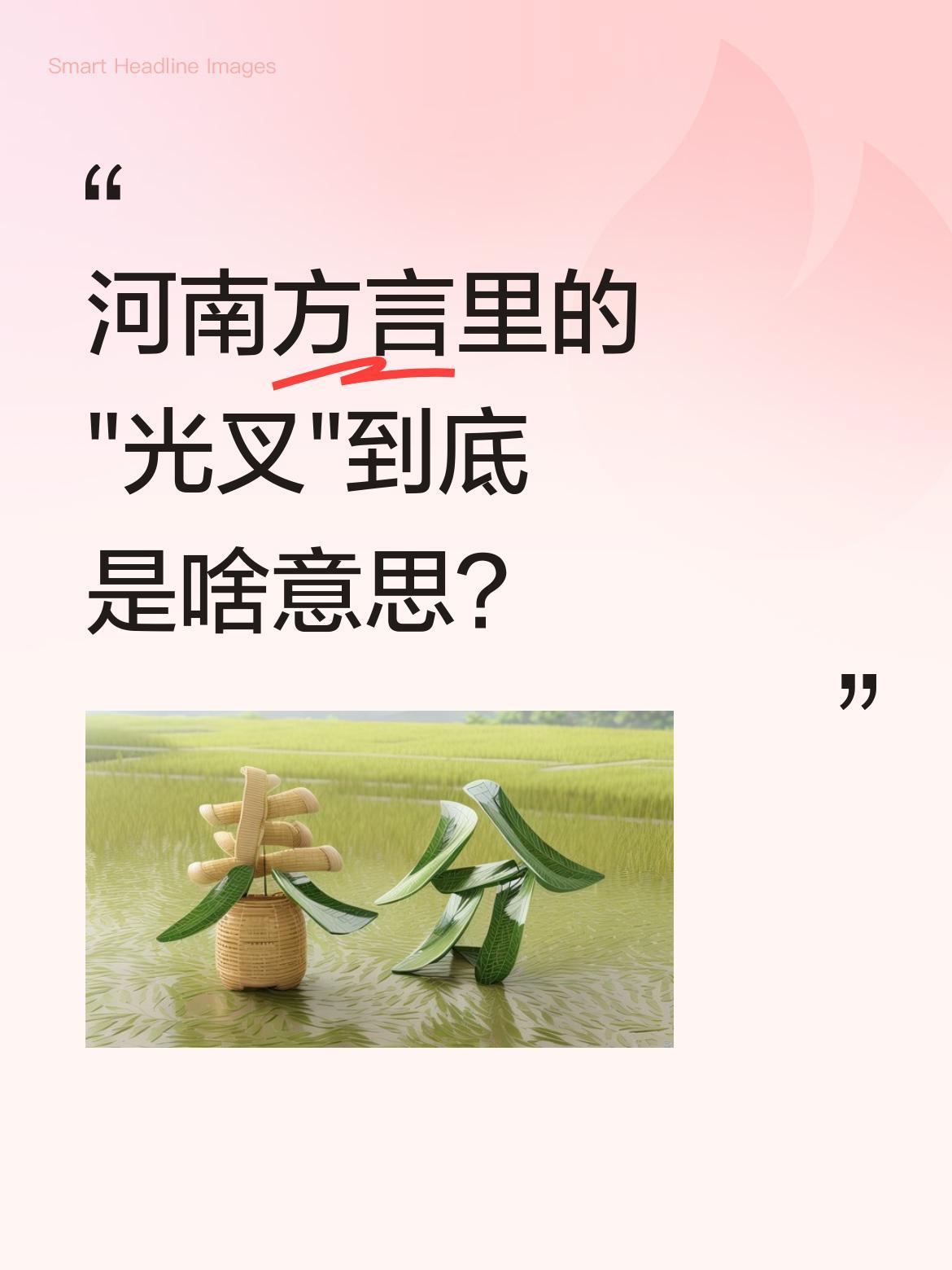 河南方言里的"光叉"到底是啥意思？
一段方言对话引发热议："要两个袋子一个光叉"
