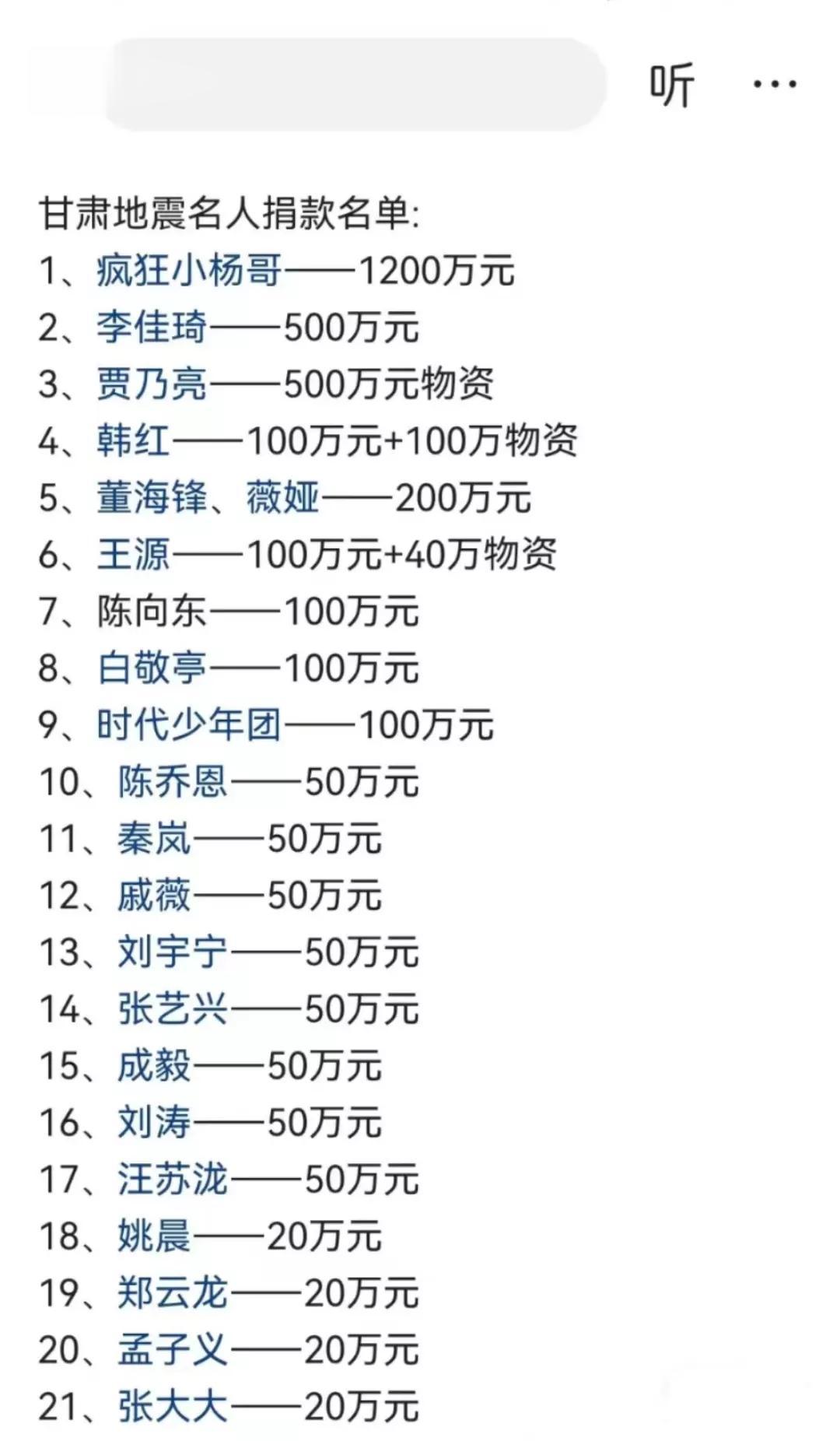 明星的钱不好挣了！捐款的明星越来越少了，排第一的还是一名网红！整个娱乐圈就这几个